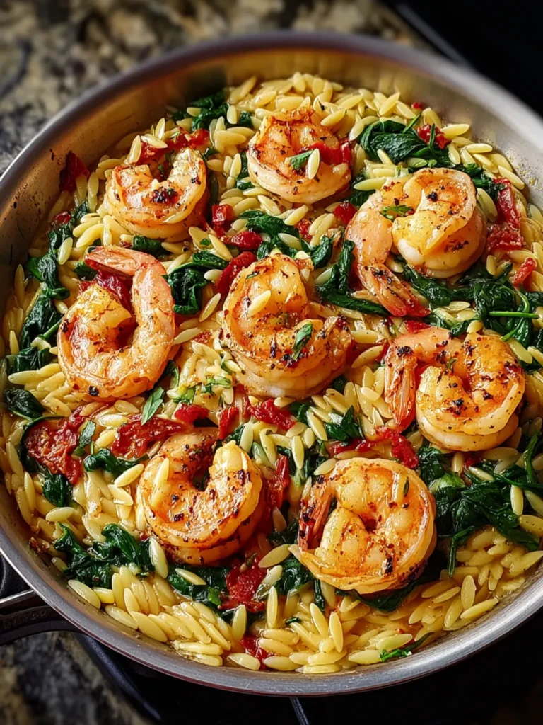 Irresistible 25-Minute Shrimp and Spinach Orzo Skillet First Image