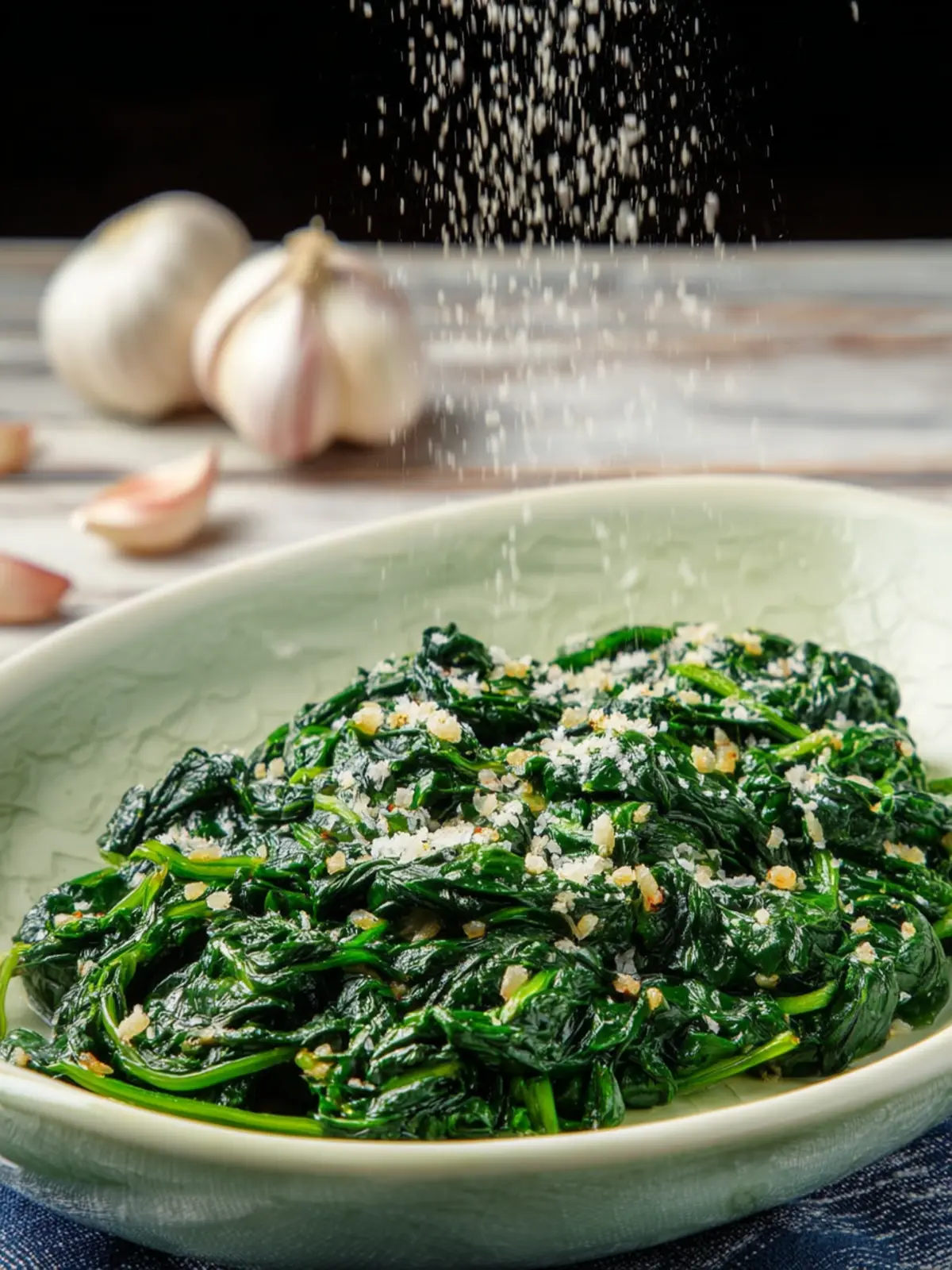 Stir-Fried Spinach with Garlic and Parmesan First Image
