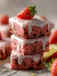 Strawberry Brownies with Lemon Glaze First Image