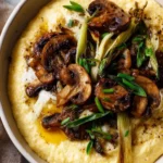 Creamy Ricotta Polenta with Sautéed Mushrooms and Leeks First Image
