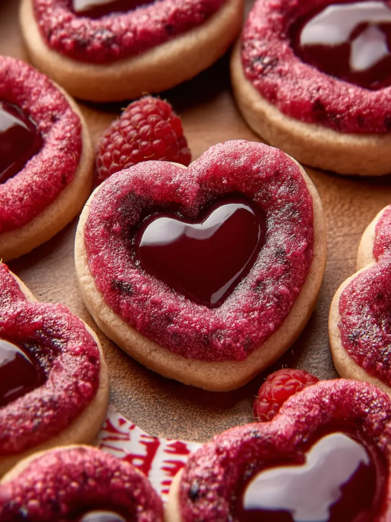 Raspberry Heart Thumbprint Cookies First Image