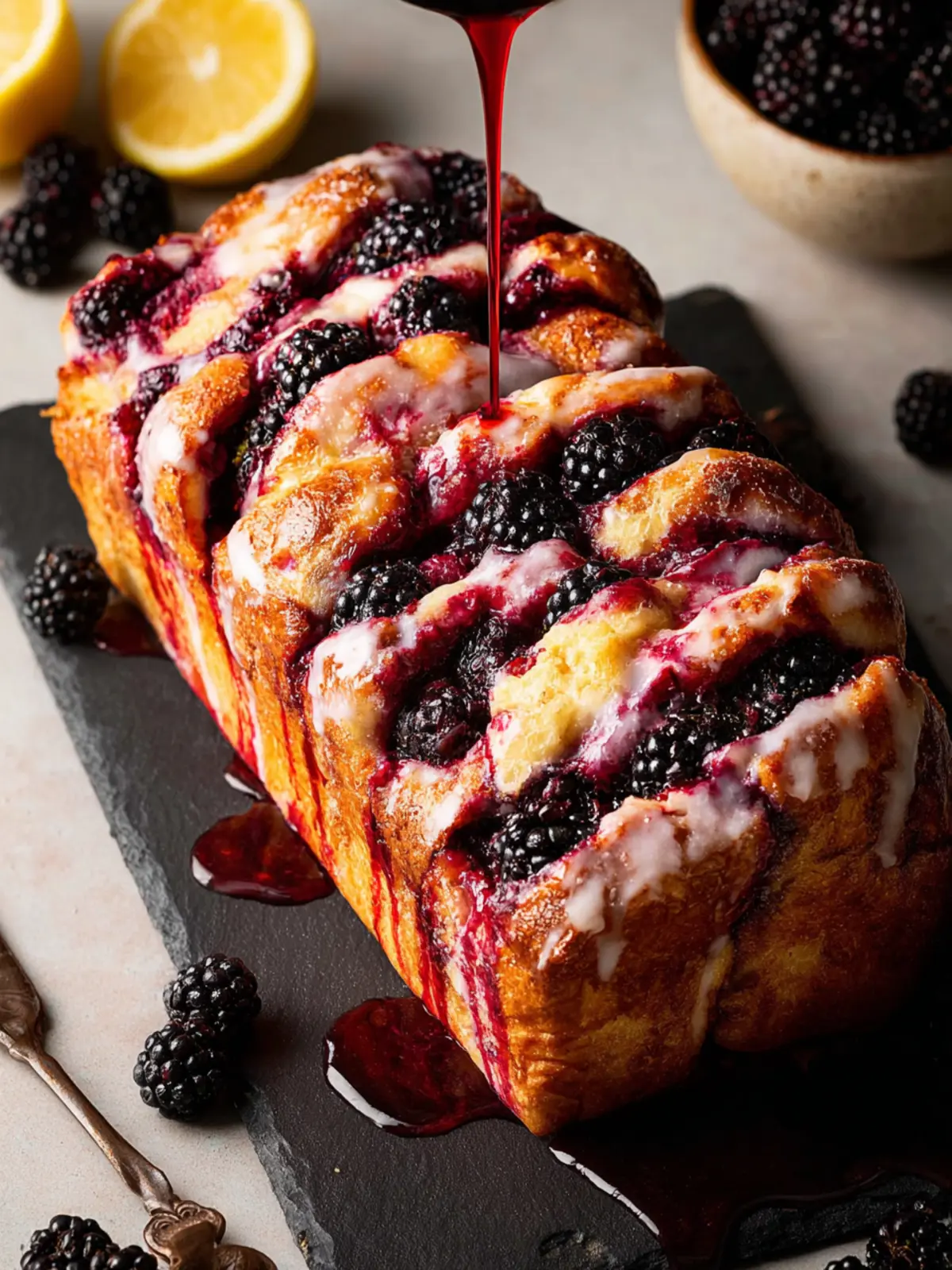 Roasted Blackberry Lemon Pull Apart Bread First Image