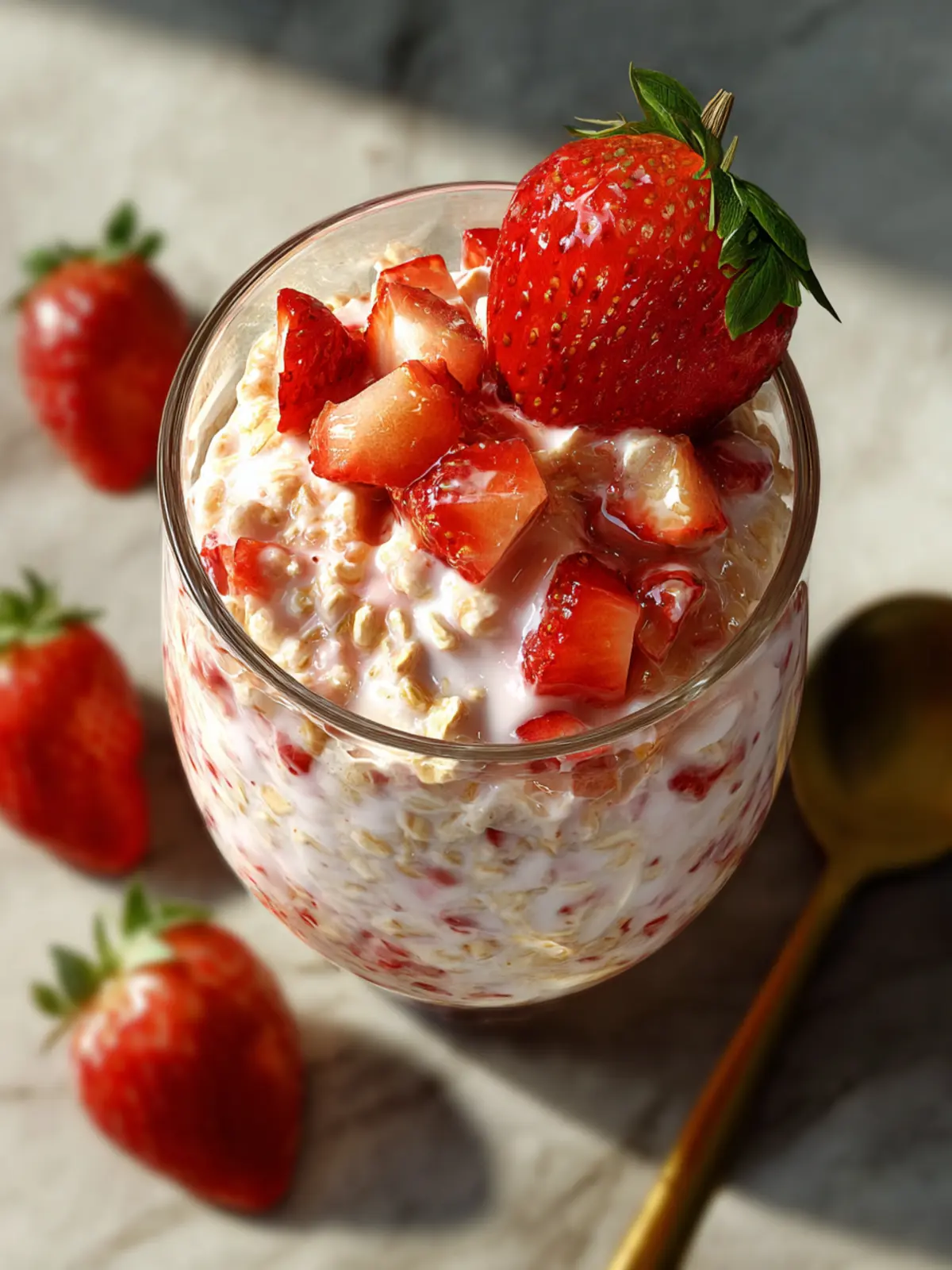 Delightful Strawberries and Cream Overnight Oats Recipe First Image