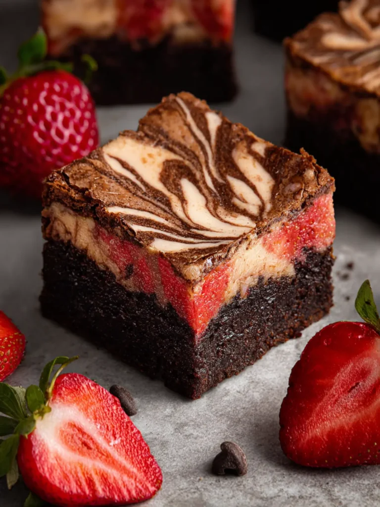 Fudgy Strawberry Cheesecake Swirl Brownies First Image